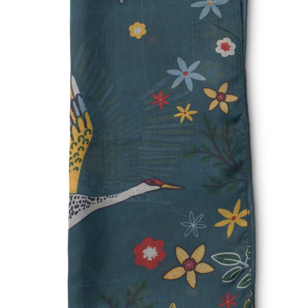 Crane silk scarf