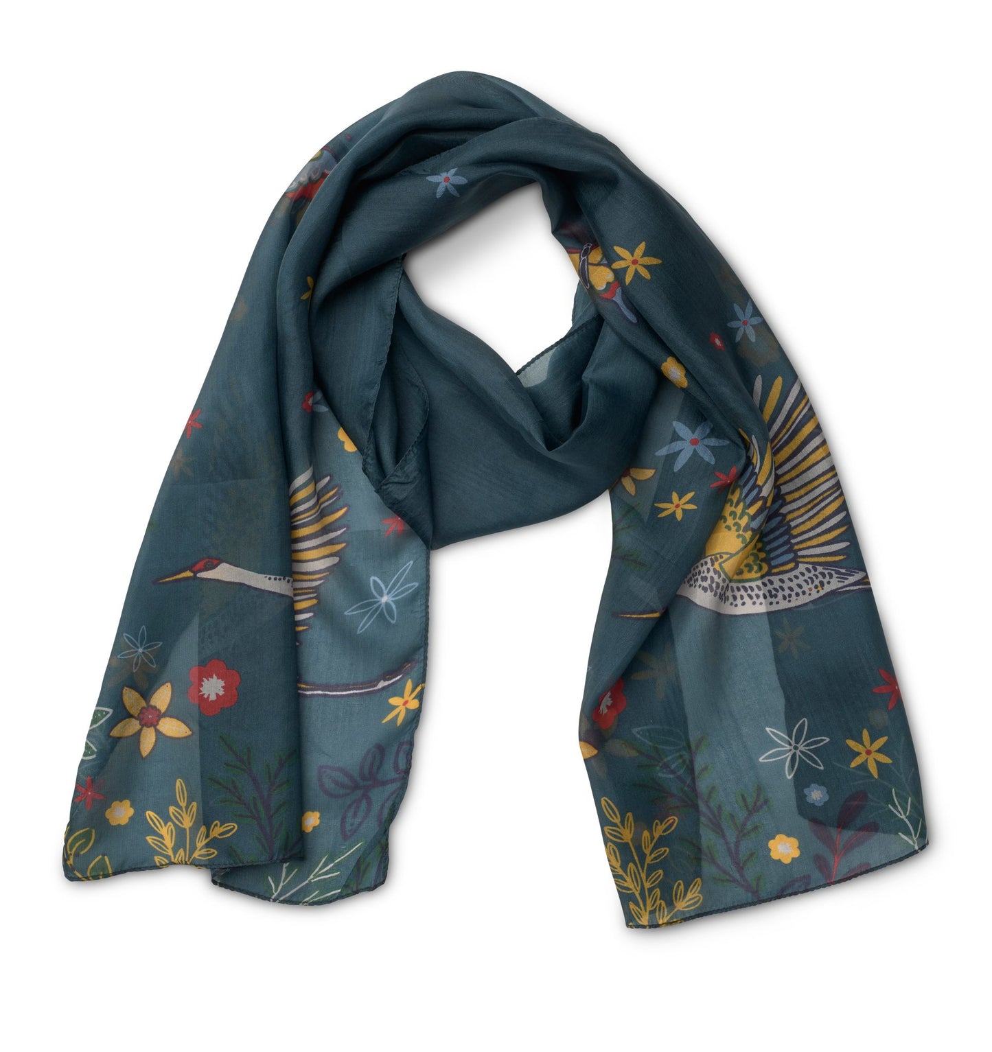 Crane silk scarf