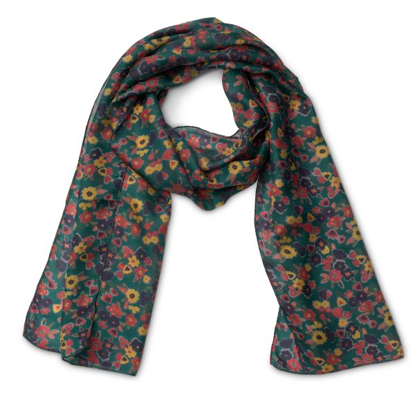 Green Posy silk scarf